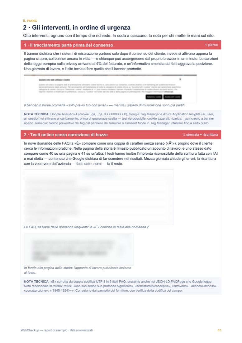 Pagina 3 del report di esempio
