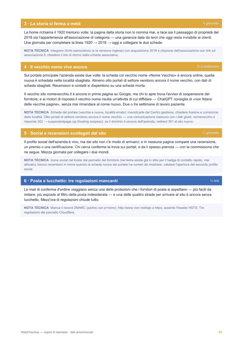 Pagina 4 del report di esempio