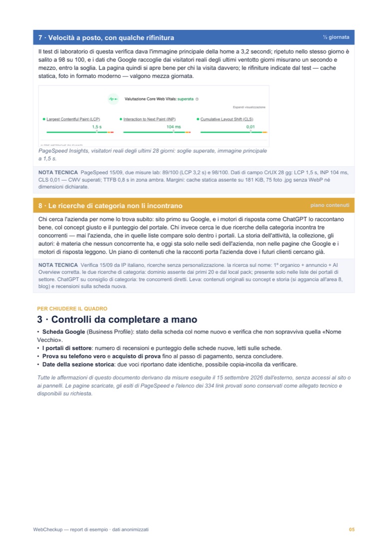 Pagina 5 del report di esempio